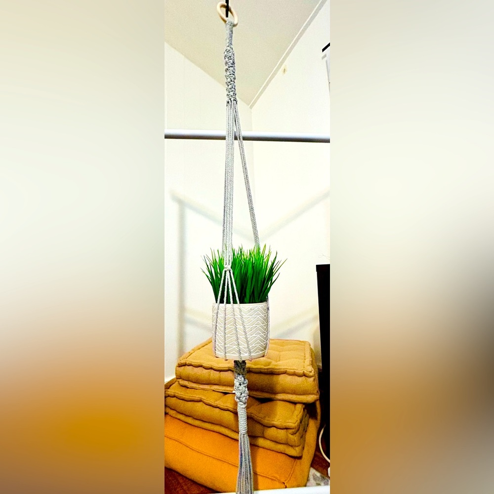 Grey Macrame Plant Hanger